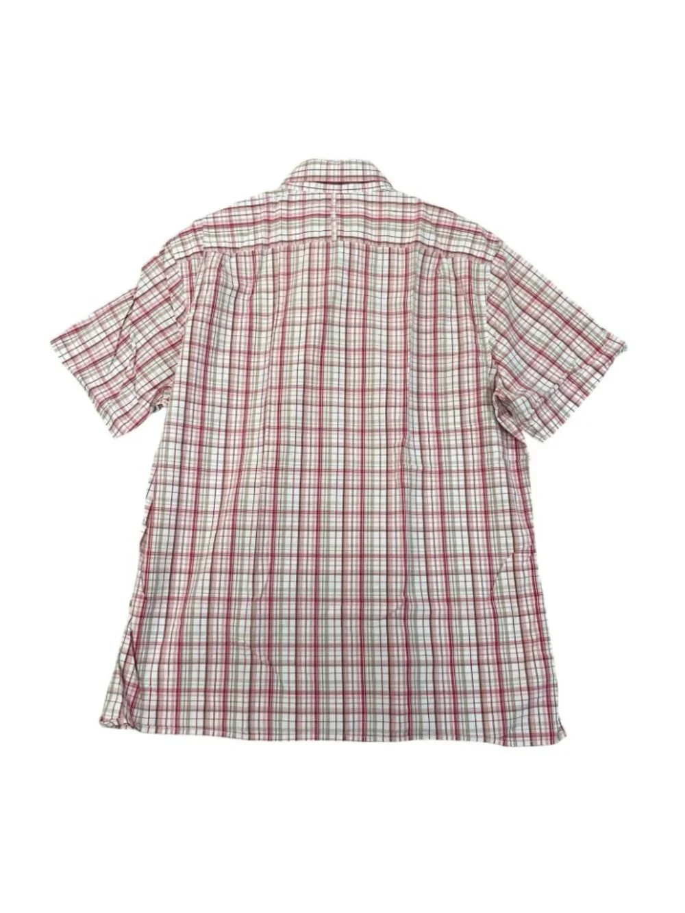Banana Republic Men's 16 Slim Fit Short Sleeve Red Plaid Button-Down Shirt F1373